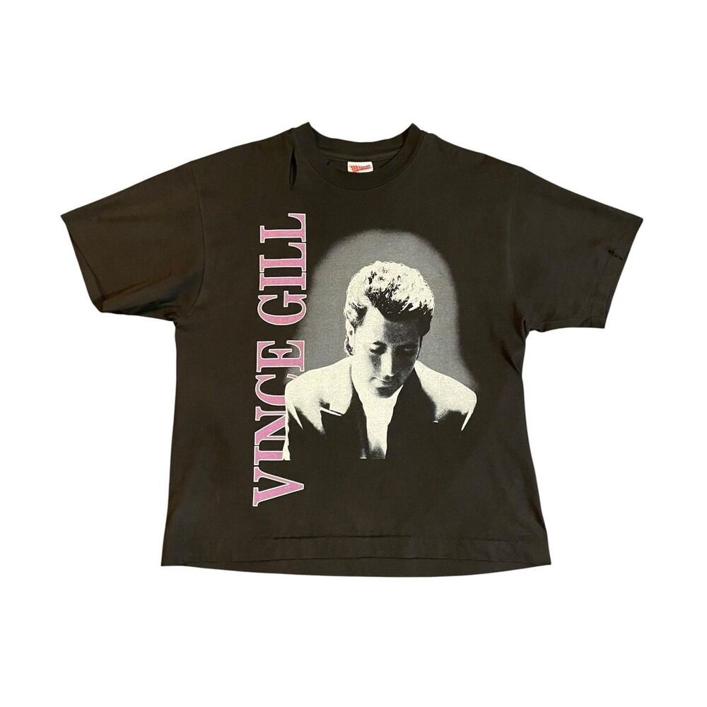 Vintage 1993 Vince Gill I Still Believe Tour Black Distressed T Shirt Large USA